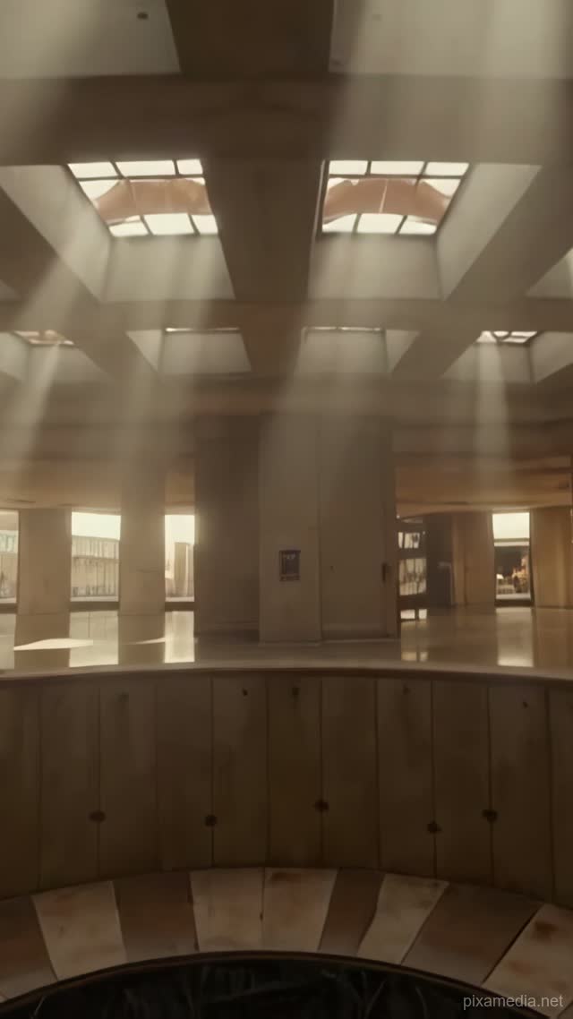 Concrete Sunwell Lobby - Architecture & Interior AI stock